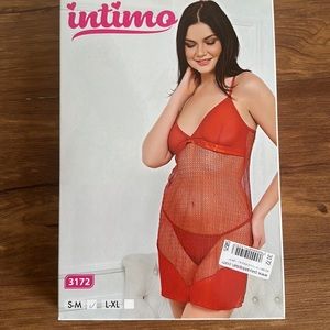 New Intimo Red Sexy Babydoll 2 pieces, a nightgown and string underwear L/XL